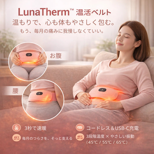 LunaTherm™ 生理痛時に使える温活ベルト。